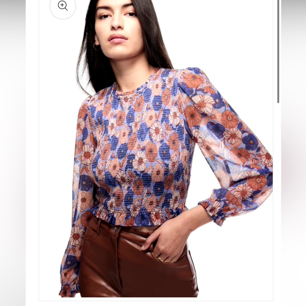 Wilfred Floral Smocked Long-Sleeve Top